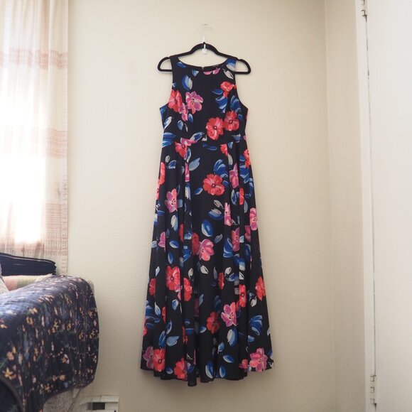 Torrid Black Floral Print Georgette High Neck Sleeveless Maxi Dress sz 10 - Picture 5 of 10